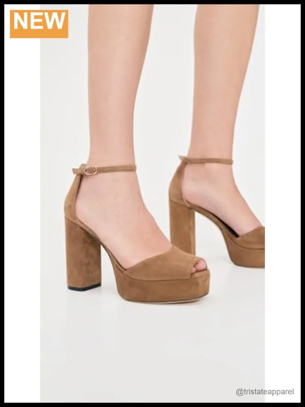 Suede Platform Sandals Ankle Strap Block Heel Peep Toe Dressy